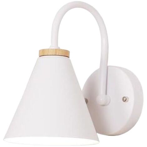 royaluxe- Applique Murale Moderne En Bois Applique Murale Minimaliste Rétro (Blanc) Lampe Murale Nordique Pour Salon Chambre Étude Porche Couloir E27 (1/5)