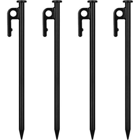 Piquets de tente en acier haute résistance - - 4 pièces - 30cm - Noir (1/4)