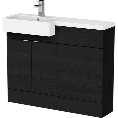 Alrewas Contemporary 2 Door Left-Hand Floor Standing Combination Unit with Basin, Charcoal Black, 1100mm