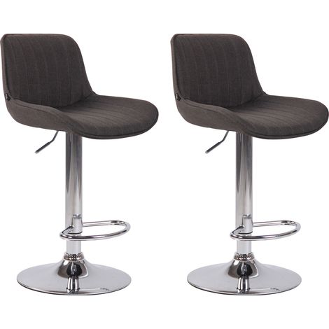 Set 2 sgabelli bar seggioloni in tessuto grigio scuro cuciture verticali supporto in metallo cromato 100004284