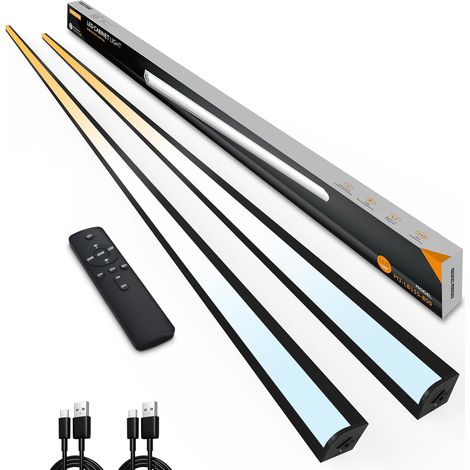 LED pour meuble de cuisine - Avec télécommande - Magnétique à intensité variable - Rechargeable (Black, 80cm-2pcs) (1/5)