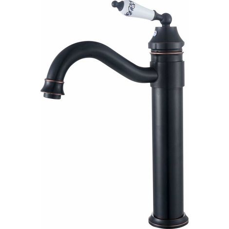 Robinet Lavabo RéTro Noir Haut,Mitigeur Lavabo Pivotant à 360°Robinet Salle Bain,Mitigeur Salle de Bain,Laiton thsinde (1/4)
