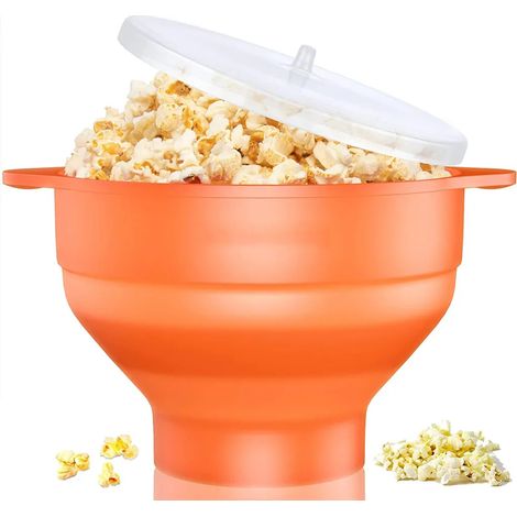 Preparador de Palomitas de Silicona para Microondas, con Tapa y Asas, Adecuado para Horno Microondas (1/3)