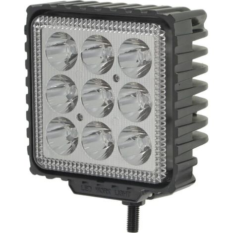 Lámpara de trabajo LED cuadrada de 27 W y 500 lm, color azul, con enchufe alemán y luz focalizada de 9 LED, Kramp LA10417. (1/5)