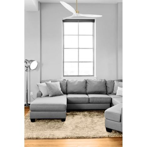 Tenerife de KlassFan - Super destratificateur et ventilateur DC 166 cm Laiton pales bois blanc fermées 30 à 60 m² (1/5)