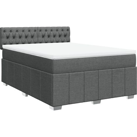 Maison Exclusive - Giroletto a Molle con Materasso Grigio Scuro 160x200 cm Tessuto (1/5)