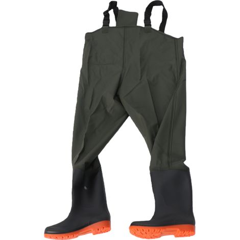 Pantalon de pêche imperméable Hip Wader pour homme avec bottes intégrées, vert, taille 42 (1/4)