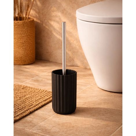 Exagonshop Portascopino wc da appoggio in tpr nero