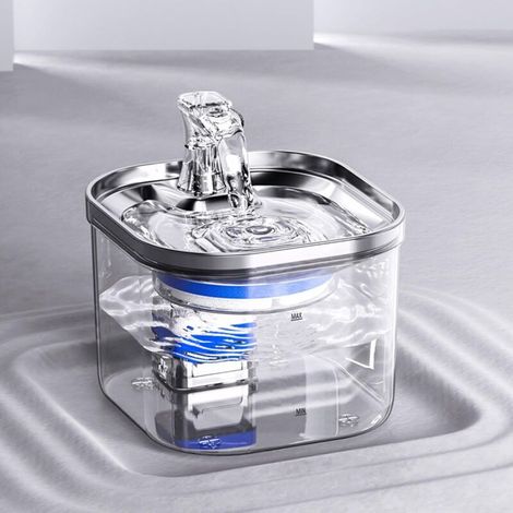 Fontana automatica per gatti in acciaio inox, 2 L, con pompa silenziosa e filtri di ricambio (base)