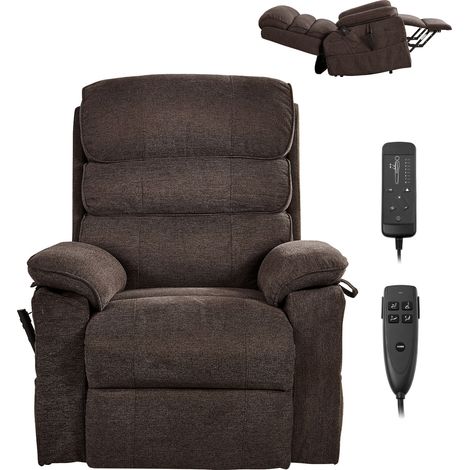 Mophorn Sillón reclinable eléctrico con masaje, reposapiés, calefacción, control remoto y bolsillos laterales, fabricado en tela de chenilla, ideal para salón o dormitorio, color marrón (1/5)