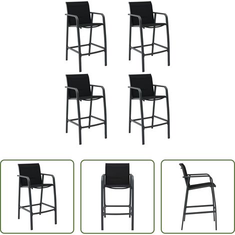 Balkonstuhl -  Garten-Barstühle 4 Stk. Schwarz Textilene (1/5)
