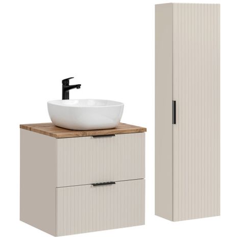 Meuble vasque à poser 60 cm + colonne - Georgia Cashmere - Livraison gratuite
