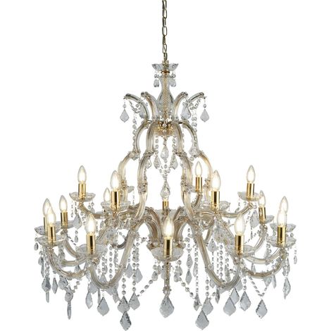 Searchlight Marie Therese - Lustre en cristal à 18 ampoules au fini laiton poli, E14 (1/5)