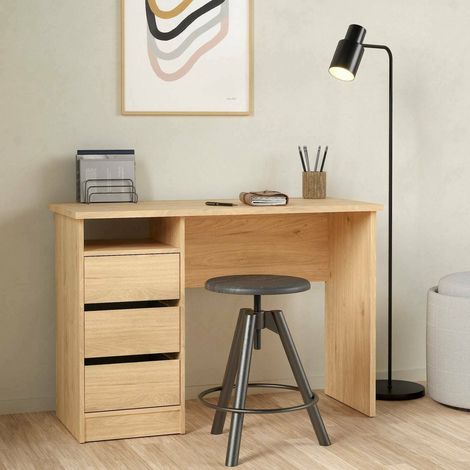 Dmora - Escritorio Huaning, Escritorio multiusos, Mesa de oficina para PC, El plan de trabajo, 110x49 h76 cm, Roble (1/5)