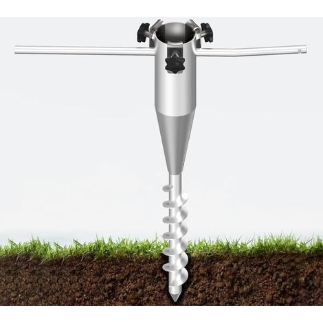 No-Dig Ground Anchor with 5 Spiral Screws, Beach Umbrella Anchor, Sand Anchor, Heavy Duty Spiral and Anti-Rust for Beach Umbrella, Umbrella Frame, One Size (White Zinc)