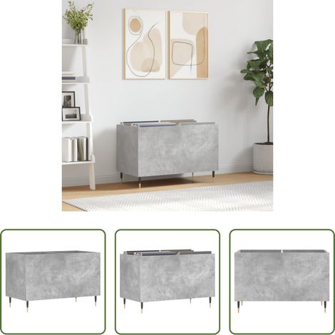 Armoire vinyle -  Armoire à disques gris béton 74,5x38x48 cm bois d'ingénierie (1/5)