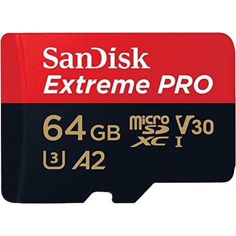 FOR SANDISK 64GB Extreme PRO microSDXC Card + SD Adapter + RescuePro Deluxe, up to 200 MB/s, with A2 App Performance, for Smartphones, Action Cameras or Drones UHS-I Class 10 U3 V30 (1/5)