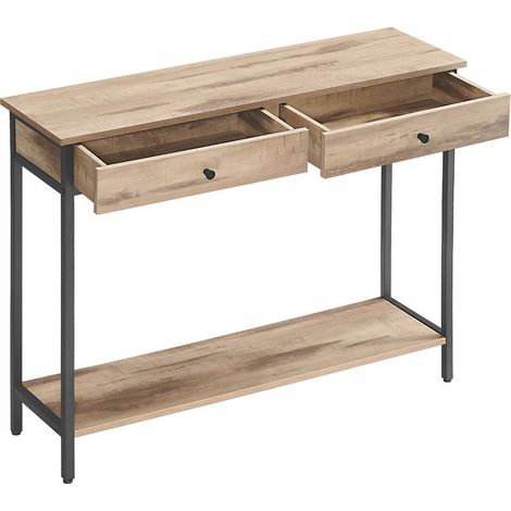 Consola mesa de entrada mesa auxiliar con 2 cajones estructura de acero para entrada dormitorio salón estilo industrial marrón rústico y negro 120007513