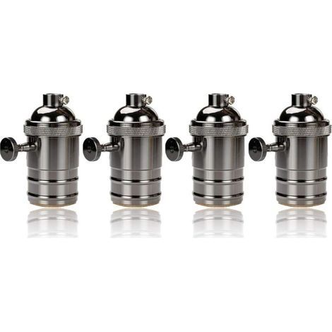 Lot de 4 douilles vintage E27 avec interrupteur – Adaptateur culot d'ampoule – Cuivre – Tension 110-240V – Capacité jusqu'à 250W (1/5)