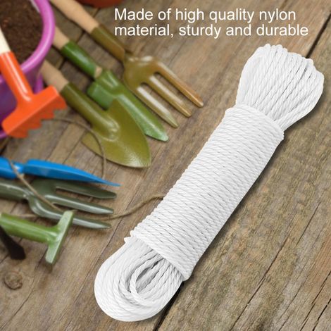 Corde à linge en nylon blanc de 20 m pour jardin, camping et activités de plein air (1/5)