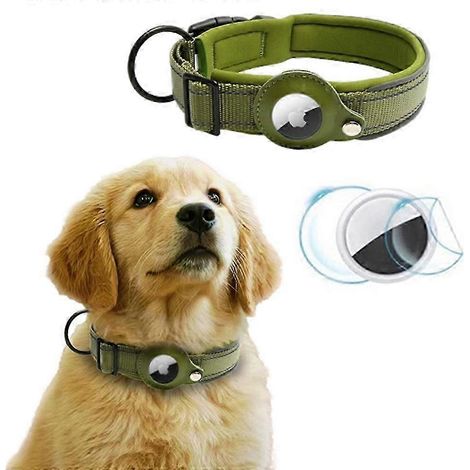 Étui de protection en cuir PU pour collier pour chien AirTag avec traceur Bluetooth, taille M. (1/5)