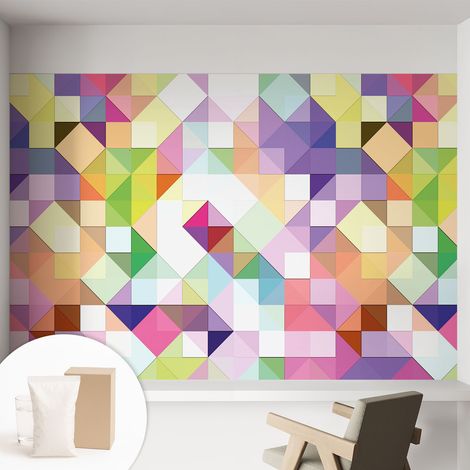 Carta Da Parati Non Tessuto - Di Alta Qualità Per Il Soggiorno La Cucina - Tendenze Moderne - Vlies Ecologico Forme multicolori 152x104 cm (1/5)