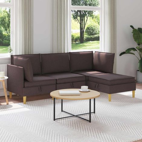 vidaXL Modular Sofa Set mit Stauraum 4 pcs Dunkelbraun Stoff (1/5)