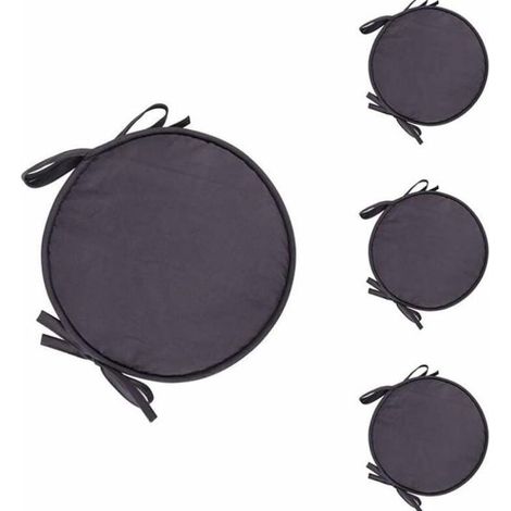 Lot de 4 coussins de chaise de salle à manger ronds pour jardin, maison, cuisine, salle à manger, 29 cm, Gris foncé (1/5)