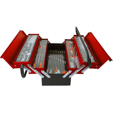 Caisse à outil Kraft Müller KM-85PCS ROUGE NOIR en métal ultra résistante 85 outils Chrome Vanadium, Tournevis, Pince