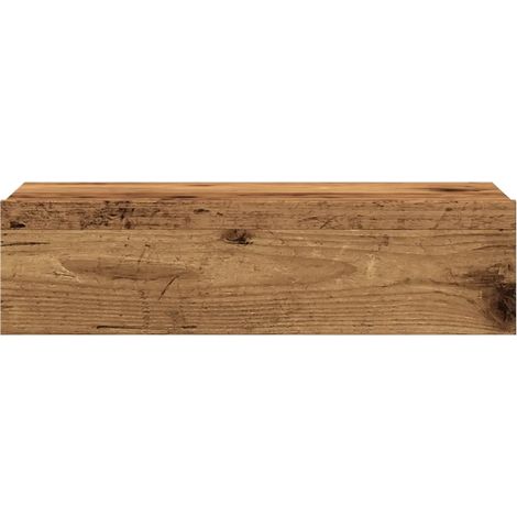 Meuble TV avec éclairage LED rétroéclairé design contemporain gain de place 60 x 35 x 15 cm en bois d'ingénierie vieux bois