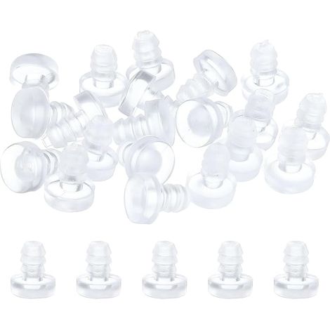 20 x Glass Table Protectors with Rod, Non-Slip Plastic Grippers for 5 mm Hole, Furniture Slides, Foot Caps Covers (Transparent) (1/5)