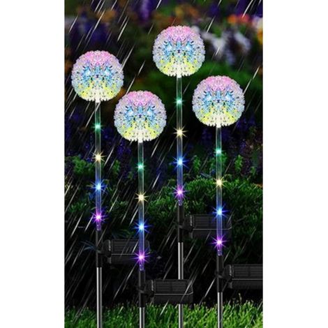 Lampara Solar - Luz Decorativa Exterior con LED de Colores - IP65 Resistente al Agua - Para Jardin Césped Balcón Terraza - Plástico - Set de 4 Unidades (1/5)
