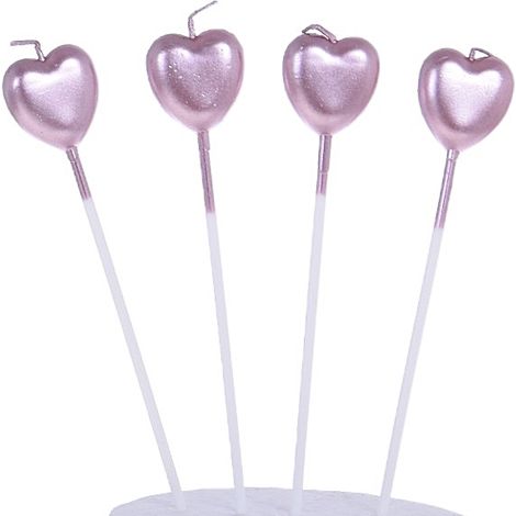 Candeline a forma di cuore color oro rosa, 4 pezzi (1/2)