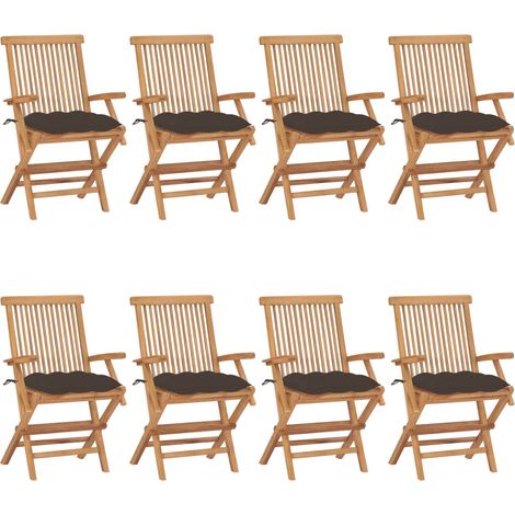 Lot de 8 Chaises de jardin avec coussins taupe Fauteuil de Jardin Chaise d'extérieur Bois de teck massif 98420 (1/5)