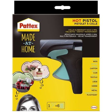 Pattex Pistola de pegamento caliente Made at Home, para proyectos creativos bricolaje, juego 1x y 6x barras con 11 mm diámetro (1/2)