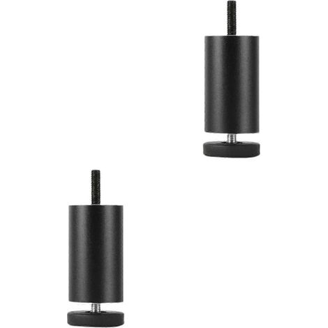 Deux pieds de meubles réglables en alliage d'aluminium, adaptés aux canapés, chaises et lits  6 cm argentés, 10 cm noirs. (1/5)