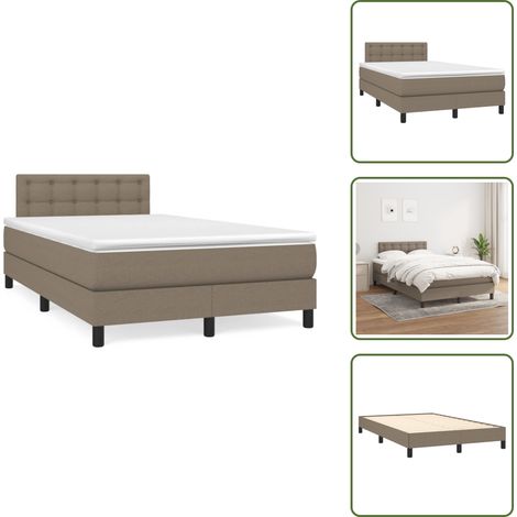 Materasso con molle insacchettate - vidaXL Giroletto a Molle con Materasso Tortora 120x190 cm in Tessuto - Letto con testiera regolabile