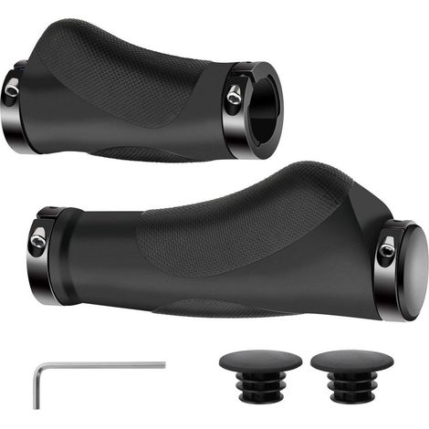 Ergonomische Fahrradgriffe 22mm, Rutschfestes Gummi, Doppel Lock-On, MTB, E-Bike, Cityrad (1/5)