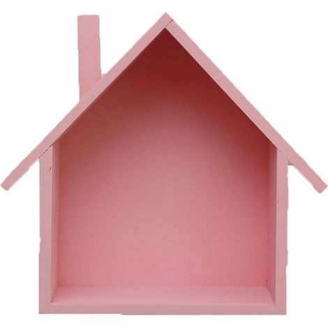 Étagère Murale En Forme De Maison - Support De Rangement Décoratif Pour Chambre D'enfant Et Salon - Couleur Rose - 1 Pièce (1/3)