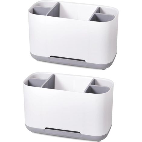 Soporte para cepillos de dientes, soporte para cepillos de dientes eléctricos y pasta de dientes, estante de plástico para cepillos de dientes con orificio de drenaje (2 piezas) (1/5)