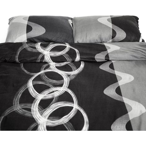 Fleece-Bettwäsche mit Reißverschluss in Grau Kissen- und Deckenbezug 100% Polyester 155x220 cm