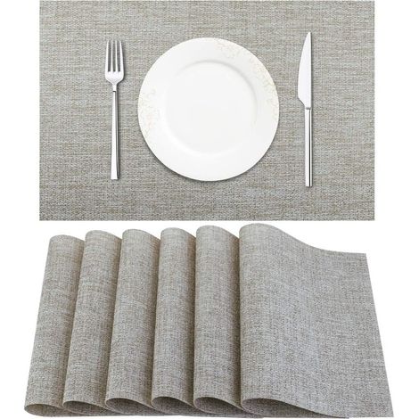 Set De Table - PVC Tissé - Résistant Chaleur 80 °C - Lavable Main - 45,7 x 30,5 cm - Lot De 6 (1/5)