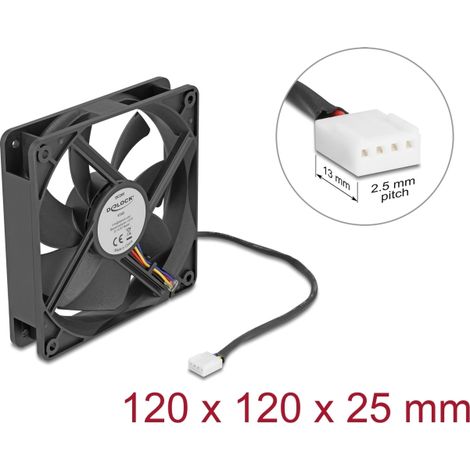 Delock Ventilador axial de 24 V de corriente continua, 120 x 120 x 25 mm negro