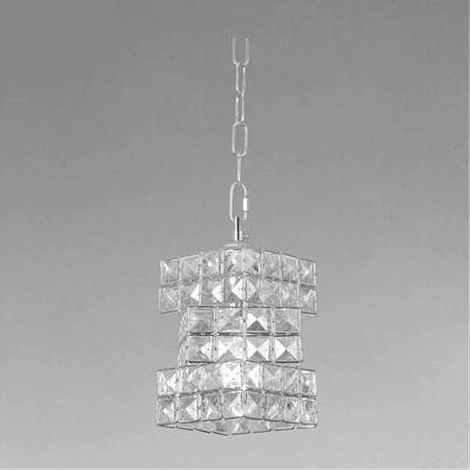 TrAdE Shop Traesio - Lampadario Sospeso Rettangolare Intrecciato Con Cristalli Luce E27 Argento 32415 - (1/5)