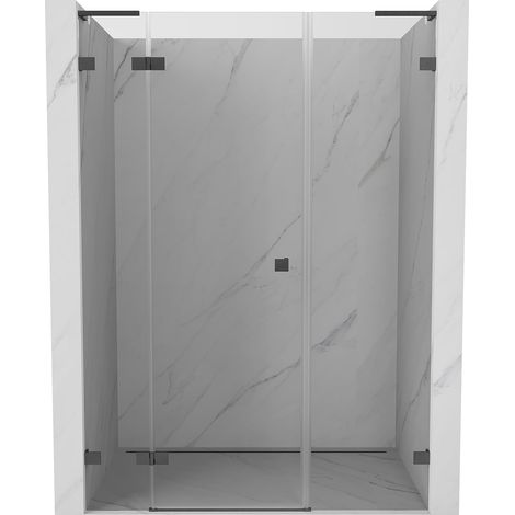 Mexen Lunar L porta doccia a battente sinistra 120 cm, trasparente, grigio pistola spazzolato - 834SL-120-050-66-00-L (1/5)