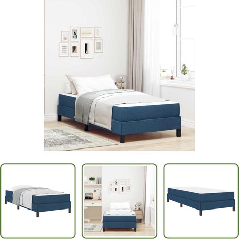 vidaXL Schlafzimmer - Boxspringbett mit Matratze Blau 90 x 200 cm Stoff (1/5)