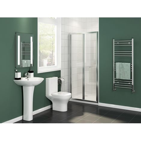 ELEGANT 700mm Bifold Shower Enclosure Reversible Folding Shower Cubicle Door (1/5)