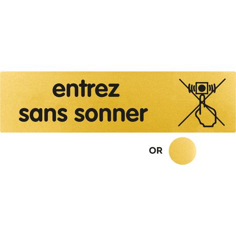 Plaque de porte Entrez sans sonner - Classique or 170x45mm - 4490502