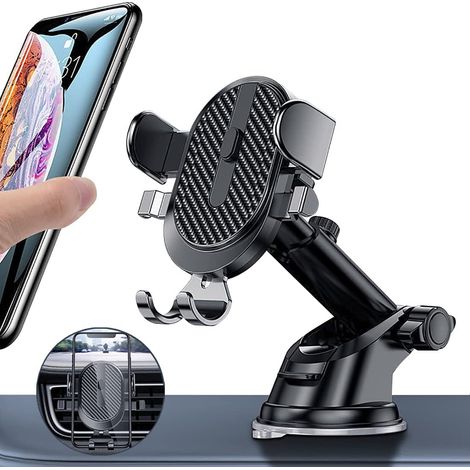EASYCOMFORT Support Telephone Voiture Ventouse, 4 en1 Porte Téléphone Voiture Rotation 360° Grille aération Pare Brise Tableau de Bord par Ventouse Compatible avec Smartphone iPhone Samsung Huawei etc (1/5)
