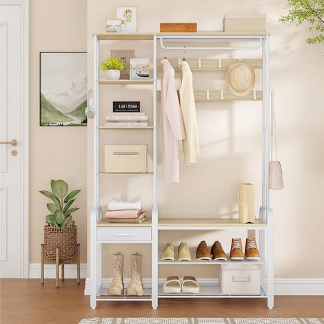 Porte-manteau avec Étagère à Chaussures,4 étagères de Rangement (1/5)